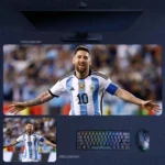 Messi Argentina 2022 World Cup Mouse Pad featuring a celebratory football match design