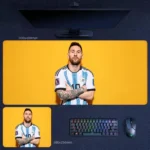 Messi Argentina 2022 World Cup Mouse Pad with a bold portrait-style football design