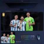 Messi Argentina 2022 World Cup Mouse Pad featuring an award ceremony-inspired team design