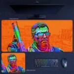 Counter-Strike orange bearded agent desk mat with pistol pose and mirrored sunglasses
