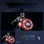 Captain America Solo Hero Desk Mat with shield-focused character artwork for Marvel fans, gamers, and superhero desk setup collectors