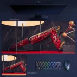 CS2 Weapon Skin Desk Mat featuring a red silenced pistol skin with sharp pattern detail, clean display styling, and collector-focused appeal
