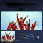 David Beckham Manchester football desk mat featuring Beckham and teammates in multiple iconic poses