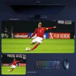 David Beckham England football desk mat featuring a classic shooting action on the pitch