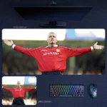 David Beckham football desk mat featuring his iconic arms-out pose in a front-facing player image