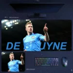 Kevin De Bruyne Man City 2023 Champions League Desk Mat with De Bruyne pointing during Manchester City’s historic European title run