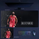 James Harden Beard Era Rockets Desk Mat on a dark basketball-inspired desktop setup