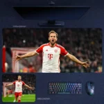 Harry Kane Bayern Goal Hero Desk Mat featuring Kane celebrating with outstretched arms after a decisive scoring moment