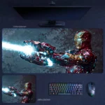 Iron Man Desk Mat with repulsor blast artwork for Marvel gaming desks