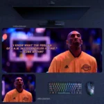 Kobe Bryant Mamba Mentality Mouse Pad with 4AM mindset theme, Lakers warmup image, and desk mat plus mouse pad size display