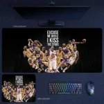 Kobe Bryant Mamba Mentality Mouse Pad featuring a legacy collage of iconic Lakers moments in desk mat and mouse pad sizes