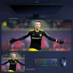 Marco Reus Dortmund Goal Celebration Desk Mat with black and yellow match-day energy