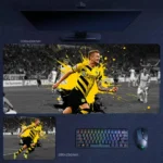 Marco Reus Dortmund Fist Pump Desk Mat with black-yellow splash art and fierce match-winning emotion