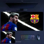 Messi Barcelona Tribute Mouse Pad showing Messi back view and FCB crest