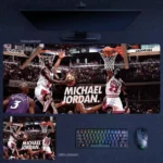 Michael Jordan Bulls Team Play Desk Mat showing Jordan attacking the rim with Chicago Bulls teammates in a fast-paced game scene