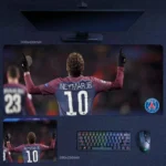 Neymar PSG Mouse Pad with Neymar Jr seen from behind in PSG jersey number 10 during a football celebration moment
