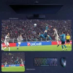 Cristiano Ronaldo desk mat showing his overhead kick goal against Juventus in the 2018 Champions League quarter-final, displayed in two sizes