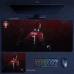 Cristiano Ronaldo Mouse Pad with moody red-black stadium artwork, Portugal kit, number 7, arms outstretched (EURO 2012)