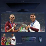 Cristiano Ronaldo Mouse Pad showing Ronaldo and Pepe holding the UEFA EURO 2016 trophy with winner medals, Portugal national team photo