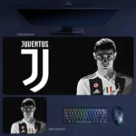 Cristiano Ronaldo Juventus mouse pad featuring a match-inspired black and white football design in desk mat and mouse pad sizes