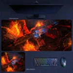 CS2 Signature Weapons Desk Mat with fire rifle lava artwork for FPS fans who want explosive weapon visuals and intense gaming room atmosphere