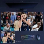 Stephen Curry USA Night Night desk mat featuring Curry’s iconic celebration in a high-stakes national team moment