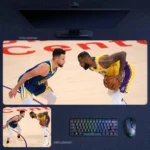 Stephen Curry elite matchup desk mat featuring Curry in a tense one-on-one battle against a top NBA rival