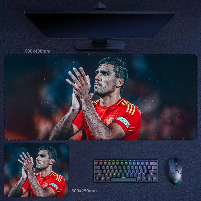 Rodri Spain Euro 2024 Desk Mat featuring Rodri applauding in Spain’s red kit