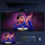 Lamine Yamal Barcelona Mouse Pad featuring Yamal in Barcelona colors with a rising-star football tribute design