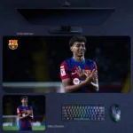Lamine Yamal Barcelona Mouse Pad featuring Yamal in Barcelona kit with a signature celebration gesture and relaxed confidence