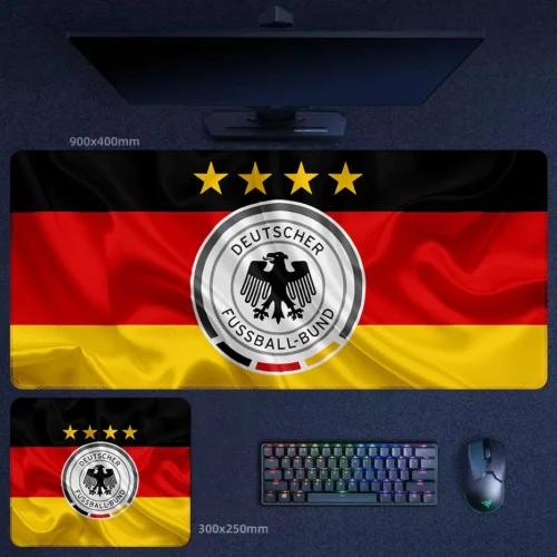 Germany Flag Desk Mat for Match Atmosphere Germany flag football desk mat with flowing fabric effect and central crest for stronger match-day desk atmosphere