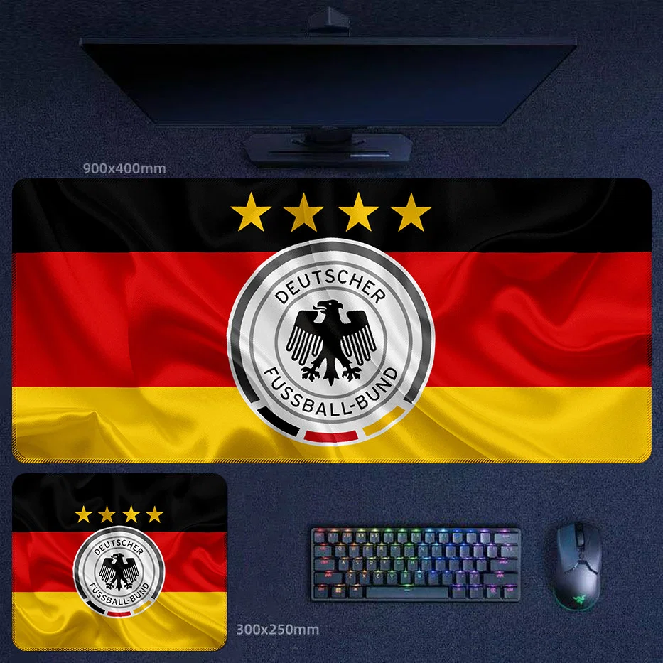 Germany Flag Desk Mat for Match Atmosphere Germany flag football desk mat with flowing fabric effect and central crest for stronger match-day desk atmosphere
