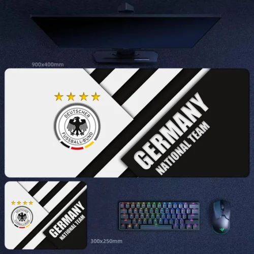 Germany National Team Desk Mat Graphic Layout Germany national team desk mat with black and white graphic layout and bold typography for collector-style football setups