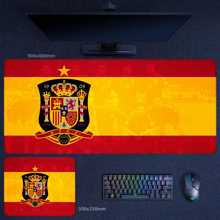 Spain Desk Mat for Squad-Driven Team Spirit Spain national team desk mat with crest, flag colors, and squad-inspired background for team spirit football displays
