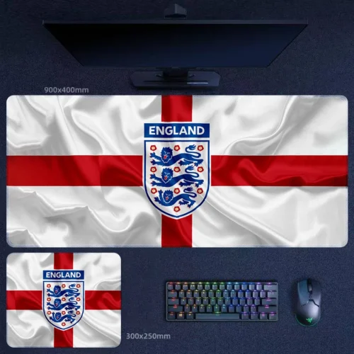 England Desk Mat for Heritage Football Style England national team desk mat with St George flag style and central crest for traditional football fan setups