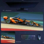 Lando Norris 2025 full speed desk mat with McLaren F1 side-run artwork, fast race pace styling, and clean straight-line motion