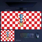 Croatia national team desk mat with bold red and white checkerboard pattern and central crest for standout football desks