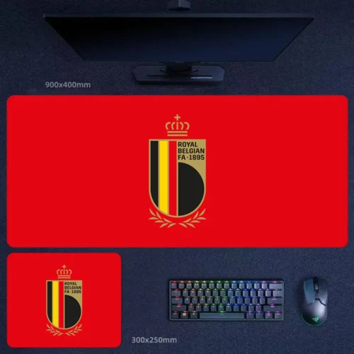 Belgium Soccer Desk Mat for Direct Team Pride Belgium national team soccer desk mat with red background and royal crest design for strong supporter identity