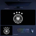 Germany national team desk mat with black minimalist crest layout for low-key football fan work and gaming setups