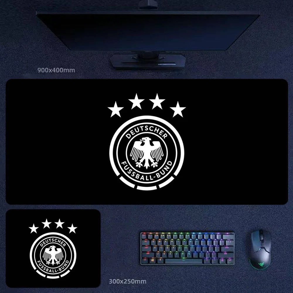 Germany Desk Mat for Low-Key Fan Identity Germany national team desk mat with black minimalist crest layout for low-key football fan work and gaming setups