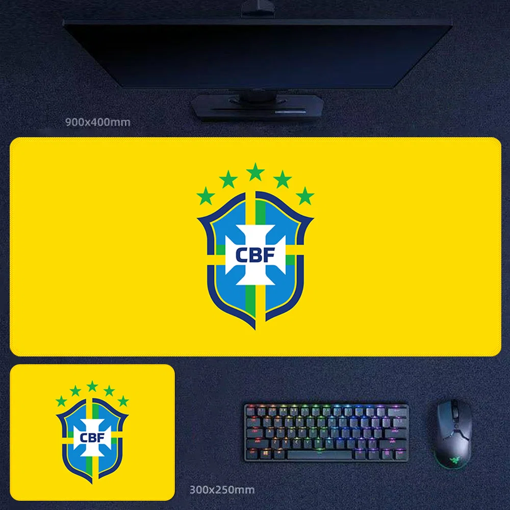 Brazil Football Desk Mat for Iconic Team Display Brazil national team football desk mat with yellow background and iconic crest for giftable and high-recognition fan setups