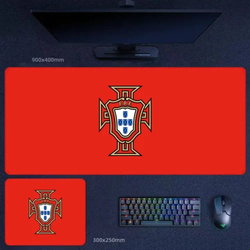 Portugal Desk Mat for Classic Team Support Portugal national team desk mat with classic federation crest on red background for everyday football fan use