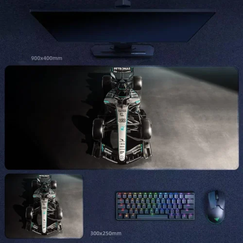 George Russell Mercedes Poster Style Artwork Desk Mat Mercedes No. 63 poster-style artwork desk mat with dramatic lighting for display-focused buyers and gift-worthy Formula 1 setups