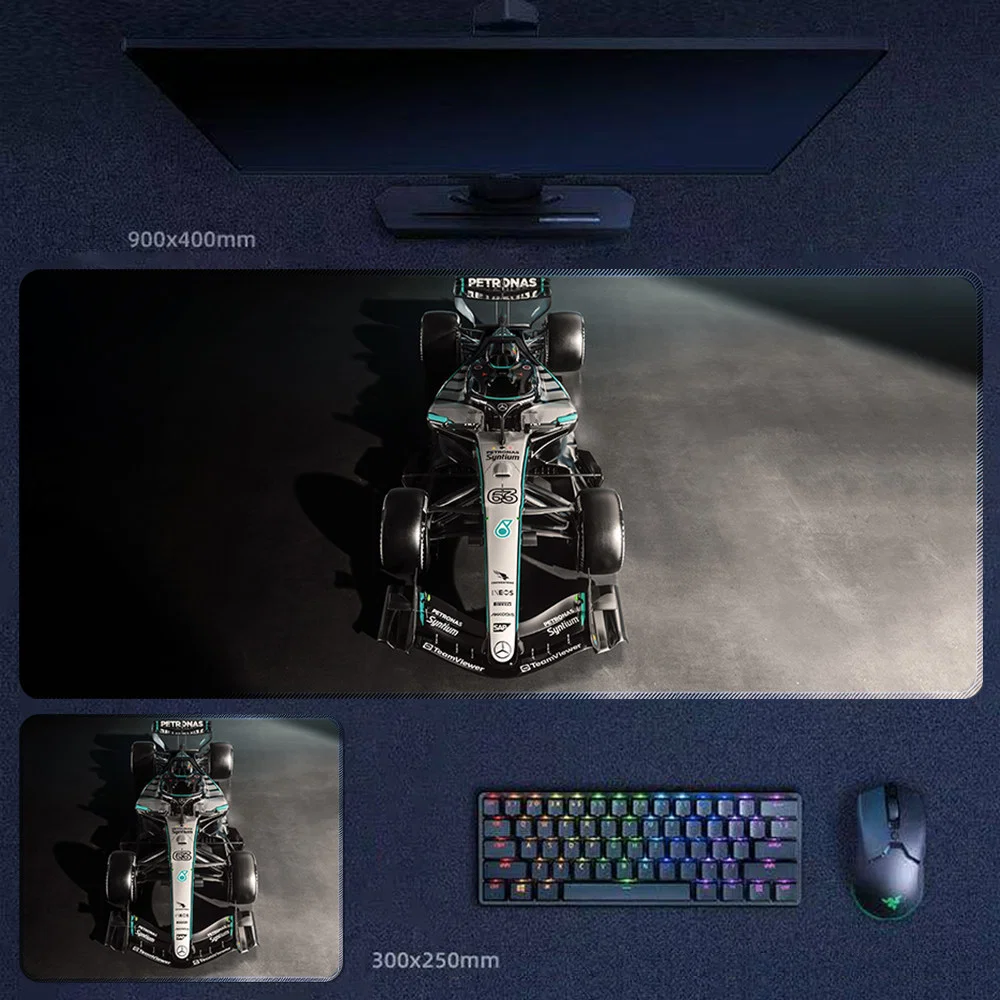 George Russell Mercedes Poster Style Artwork Desk Mat Mercedes No. 63 poster-style artwork desk mat with dramatic lighting for display-focused buyers and gift-worthy Formula 1 setups