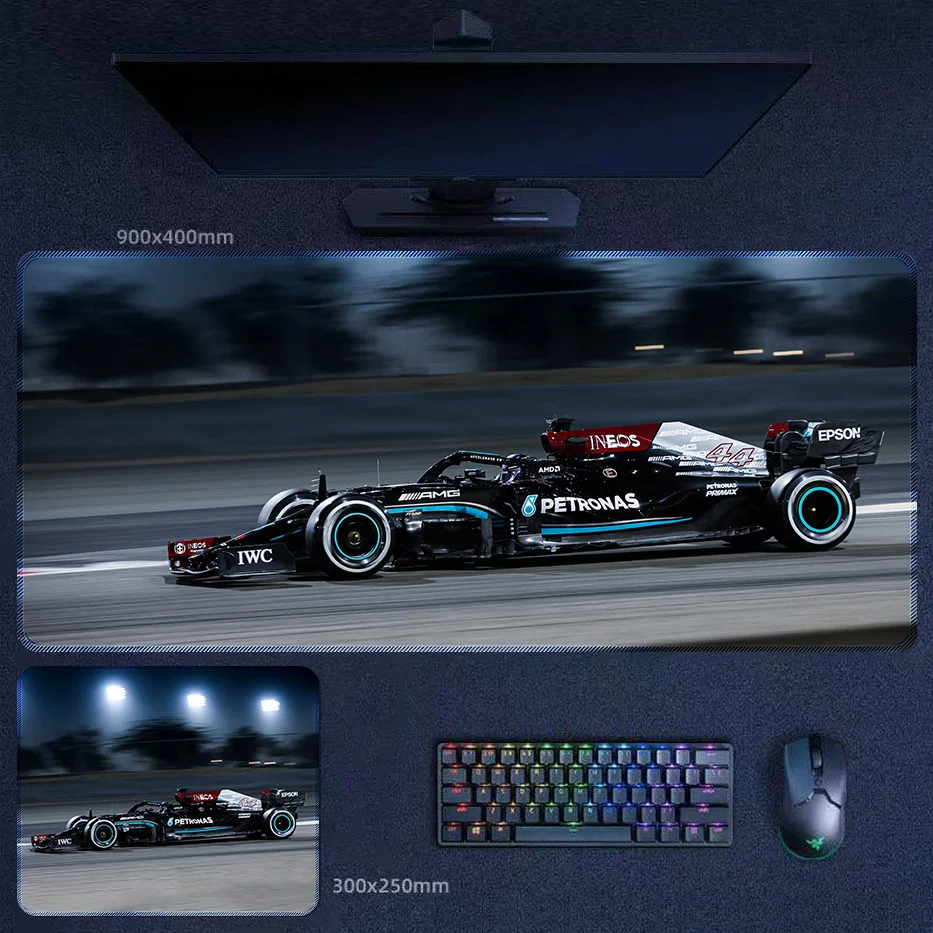 Hamilton Speed Scene Desk Mat Hamilton speed scene desk mat showing the Mercedes No. 44 race car in a fast-moving track action layout