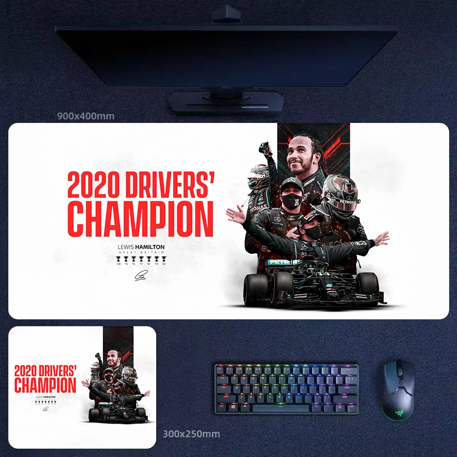 Lewis Hamilton 2020 Champion Desk Mat Lewis Hamilton 2020 champion desk mat with commemorative Mercedes racing artwork for fans