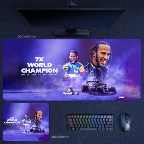 Lewis Hamilton Champion Tribute Desk Mat Lewis Hamilton champion tribute desk mat with title-focused artwork and Mercedes racing elements