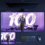 Hamilton legacy milestone desk mat featuring a victory-focused Mercedes racing tribute design