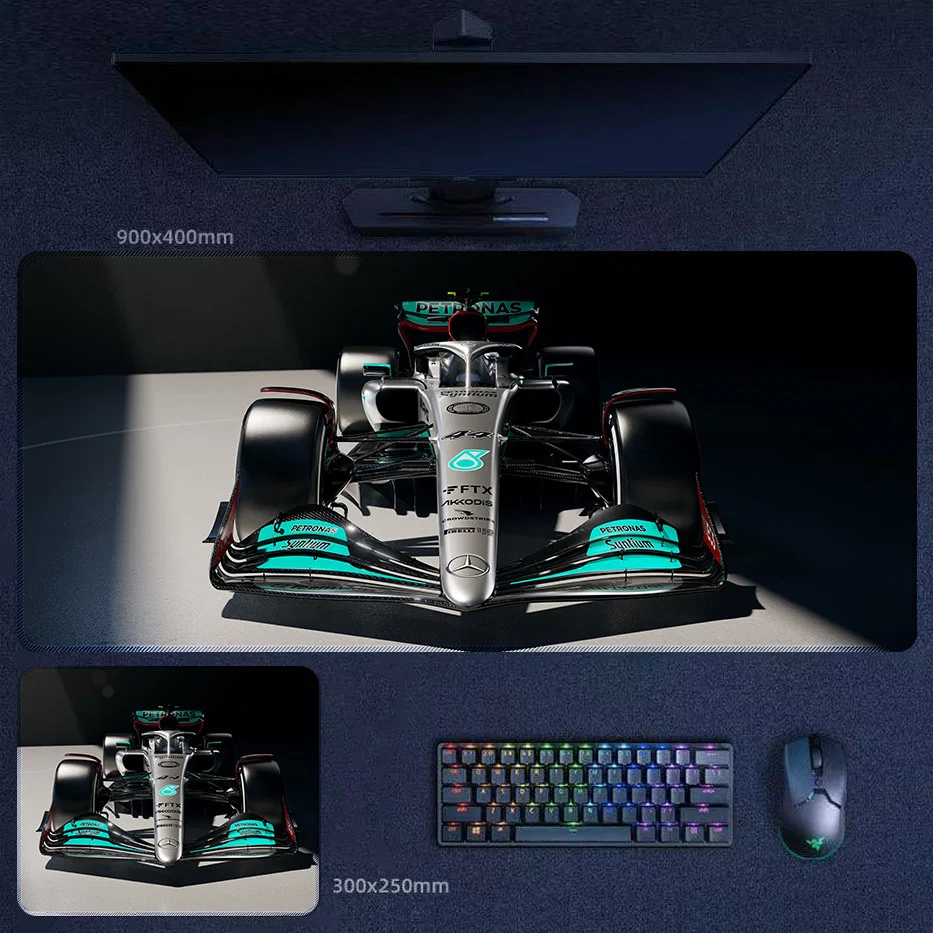 Mercedes Front Impact Racing Desk Mat Mercedes front impact racing desk mat inspired by Hamilton with a centered performance-driven car design