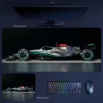 Mercedes No. 44 side profile desk mat with a long clean race car silhouette inspired by Hamilton